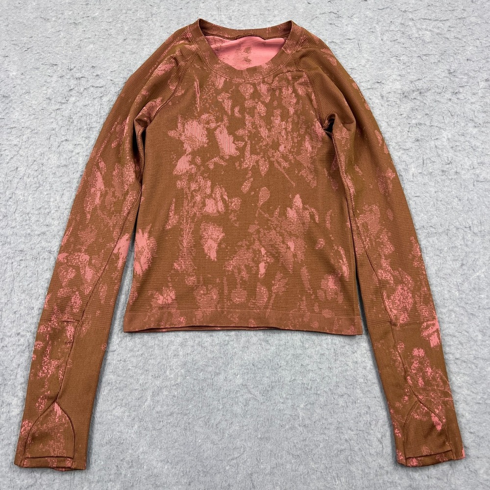 Lululemon Swiftly Tech Long Sleeve Shirt 2.0 Brown Rose Race Length Sz 2 W3FQ4S